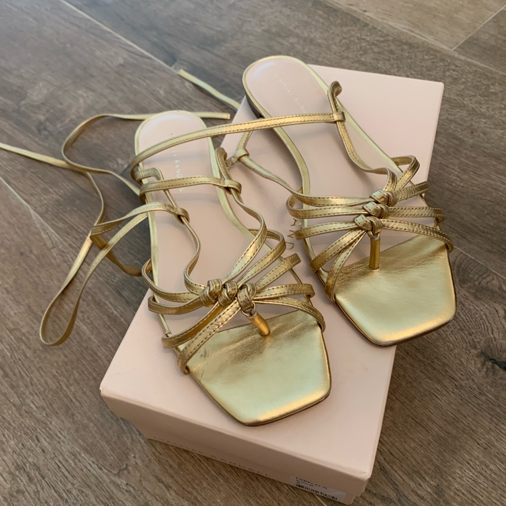 Loeffler Randall gold Lorelai sandals - size 9